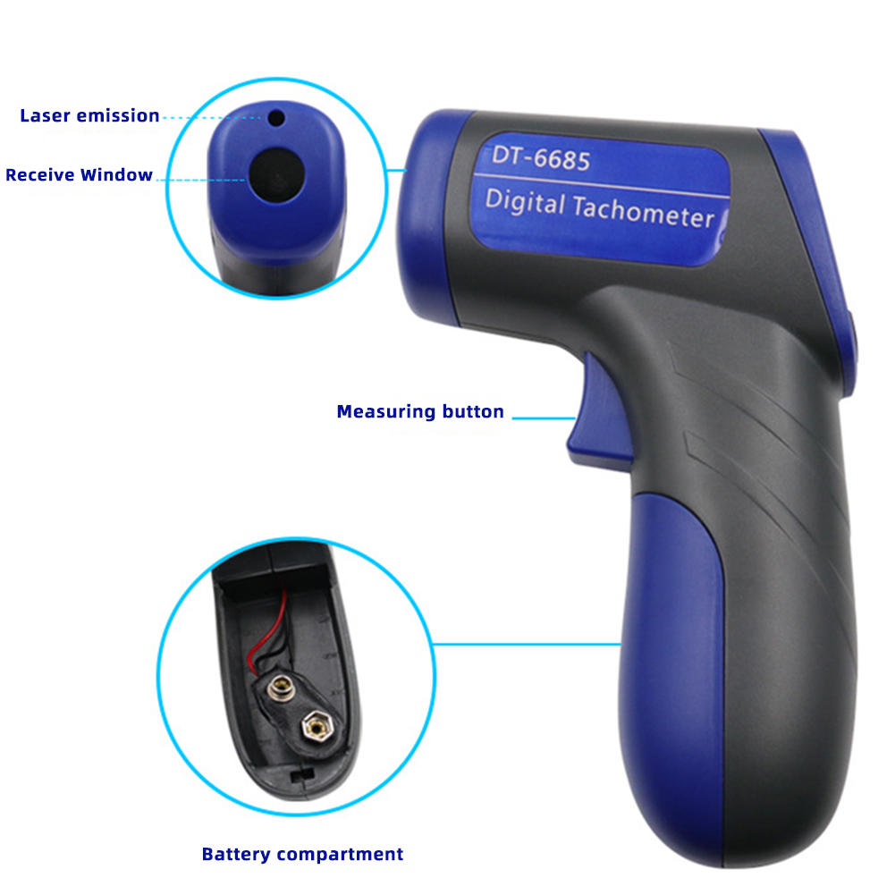 Industrial Laser Tachometer - Tachymètre laser infrarouge sans contact, outil